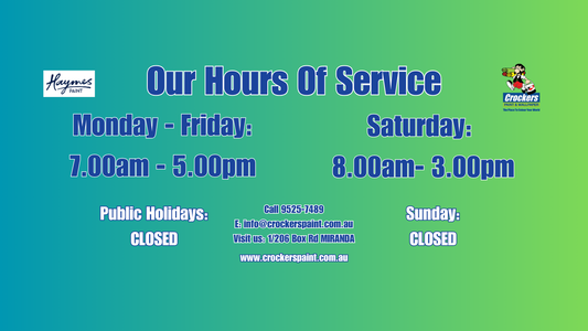 Our Hours Of Service at Crockers Paint & Wallpaper - Crockers Paint & Wallpaper