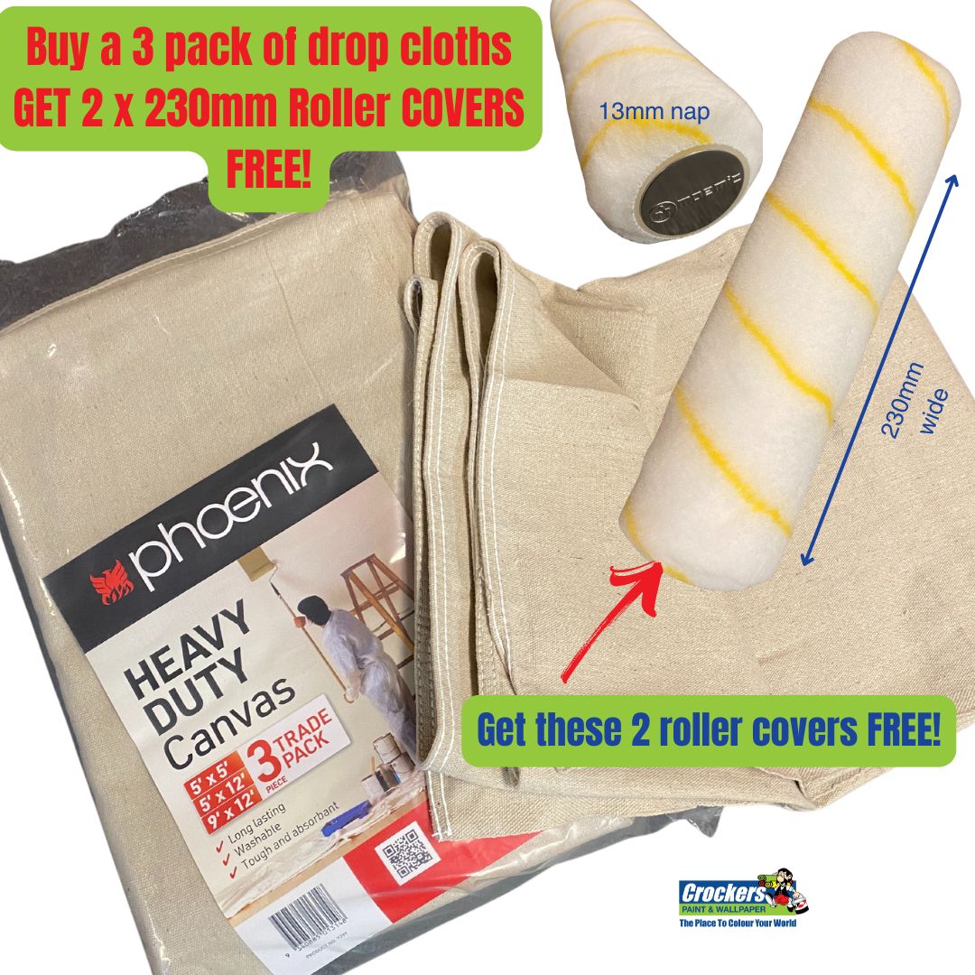Heavy Duty Canvas Drop Cloth 3 pack with free roller covers