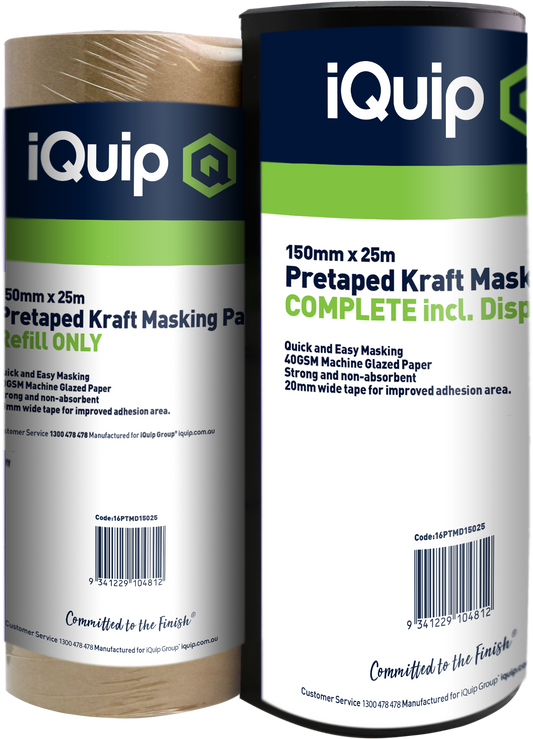 Iquip Pretaped Kraft Masking Brown Paper & Dispenser | Crockers Paint & Wallpaper