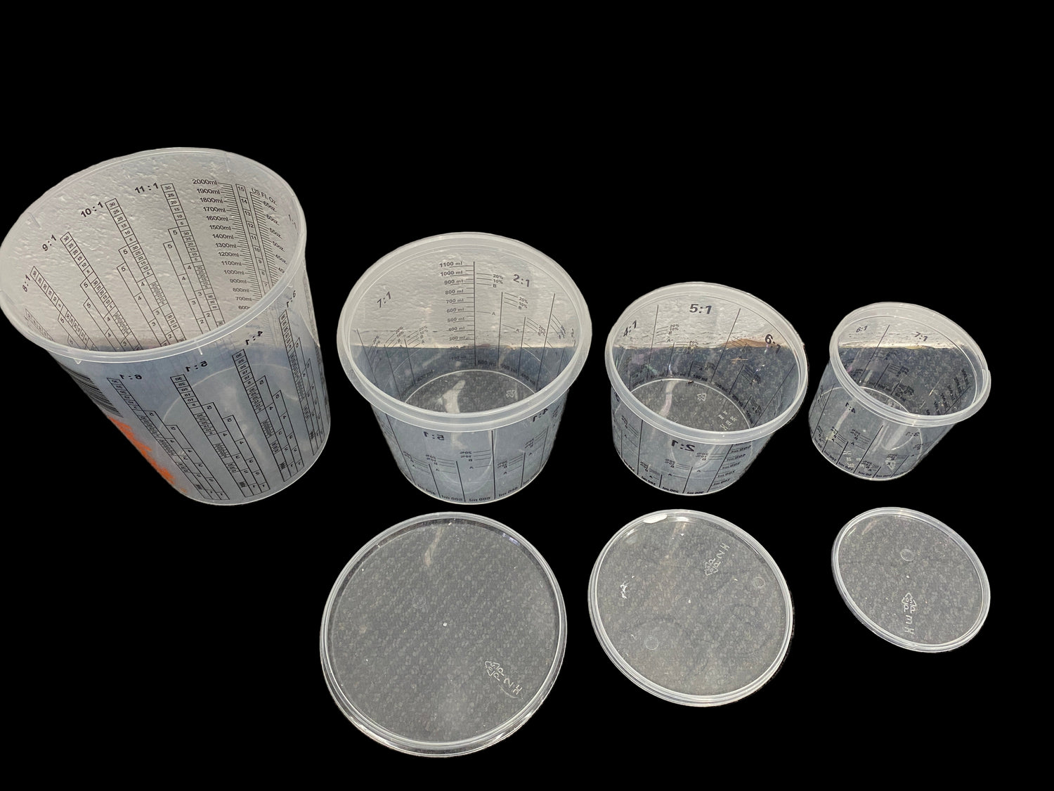 Plastic Mixing Cups Group With Lids | Crockers Paint & Wallpaper