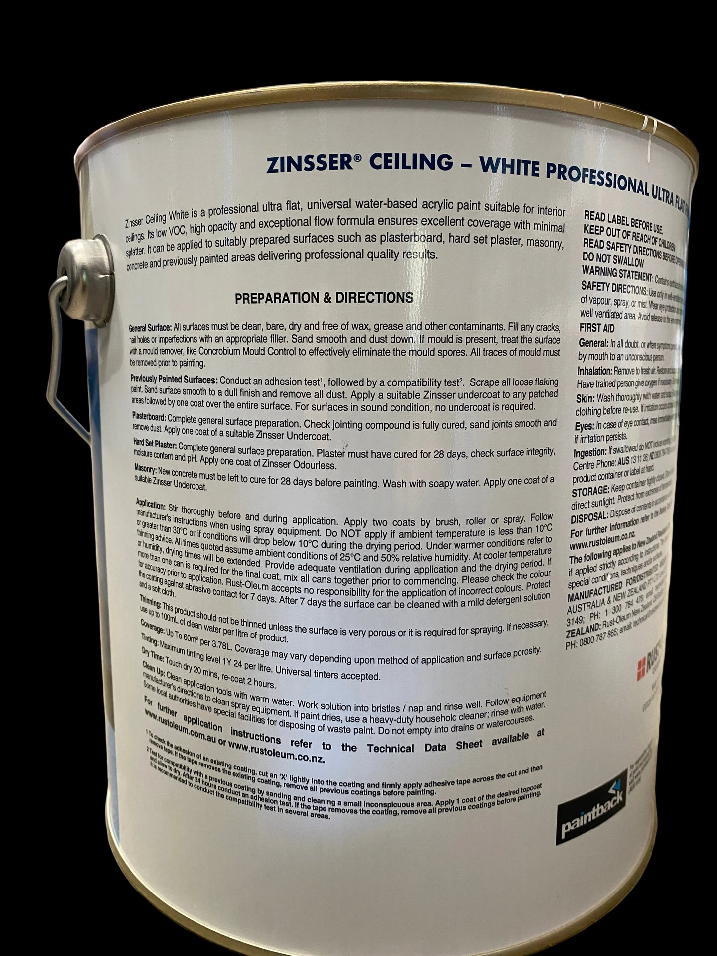 Zinsser Ceiling Paint 4lt Instructions | Crockers Paint & Wallpaper 
