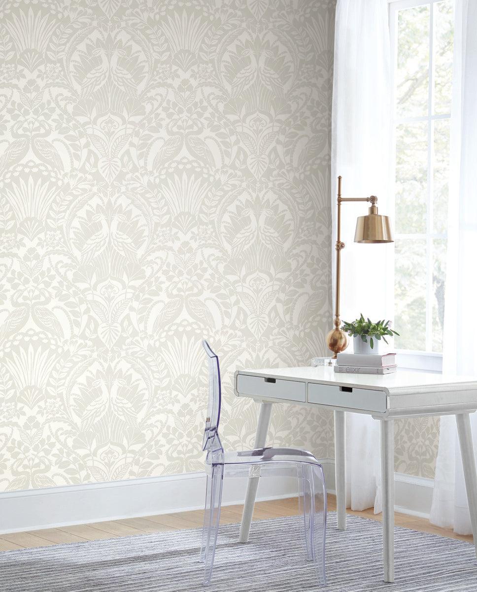 Damask Resource Library Egret Damask Wallpaper - Crockers Paint & Wallpaper