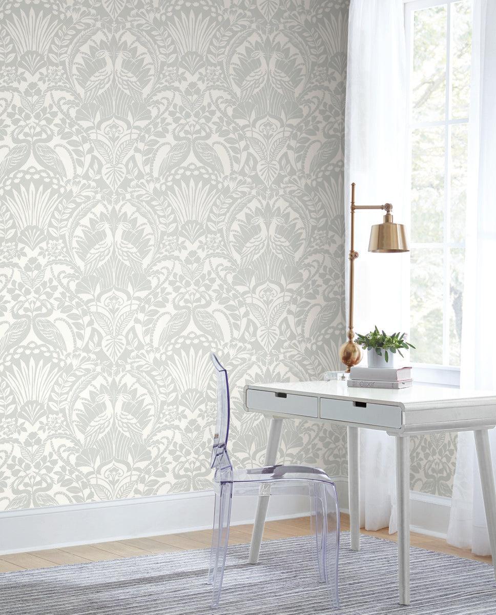 Damask Resource Library Egret Damask Wallpaper - Crockers Paint & Wallpaper