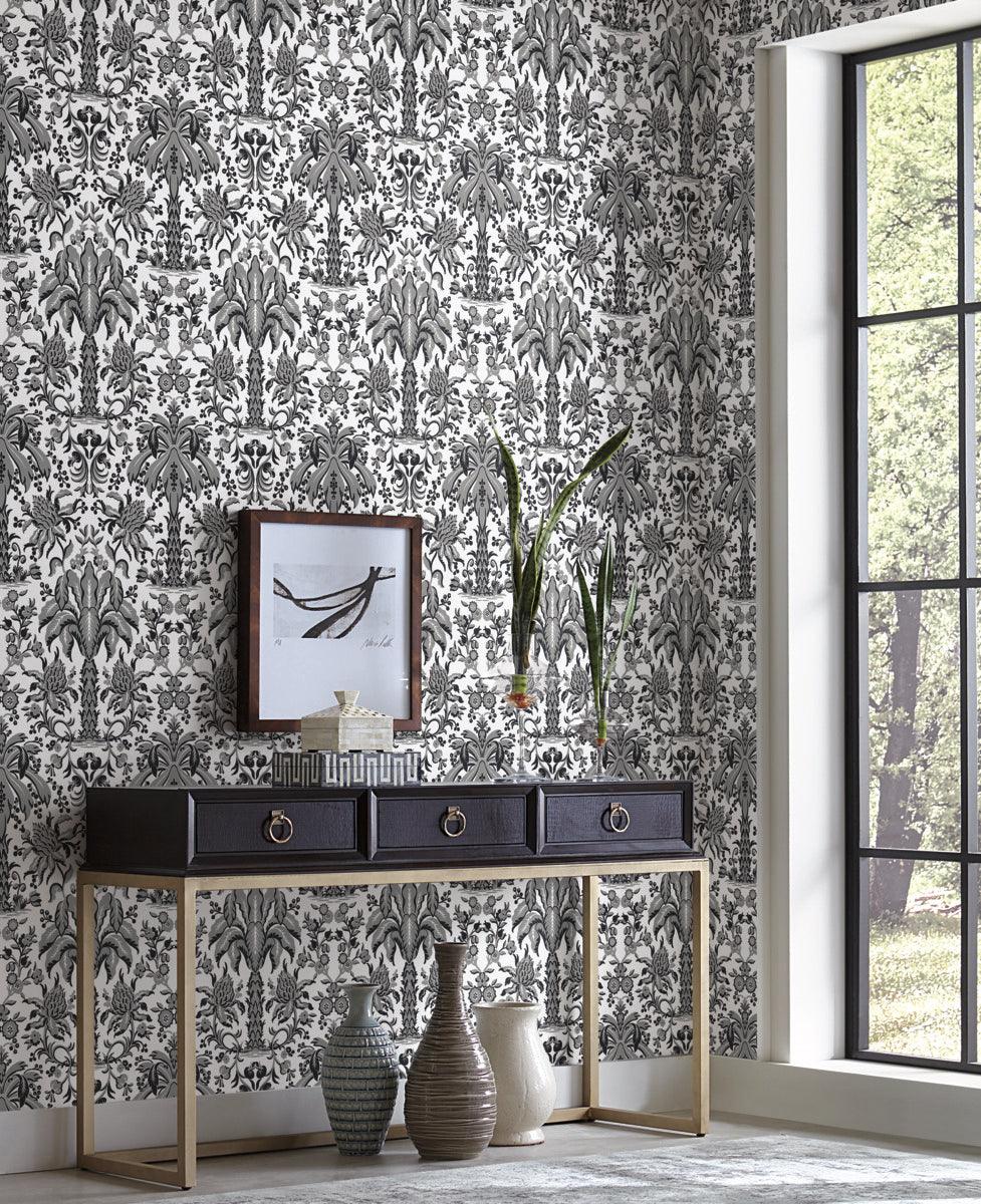 Damask Resource Library Palmetto Palm Damask Wallpaper - Crockers Paint & Wallpaper